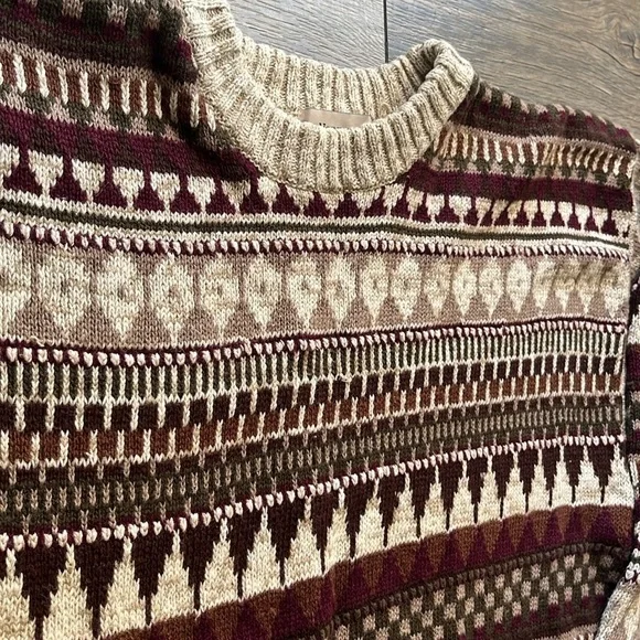 Northwest Territory Pullover Sweater Mens Sz L Vintage Naturals Raime Fair Isle - Picture 4 of 12